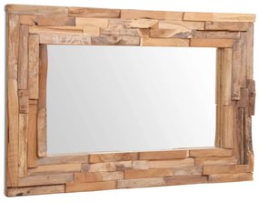 Καθρέφτης Διακοσμητικός Ορθογώνιος 90 x 60 εκ. από Ξύλο Teak - Καφέ