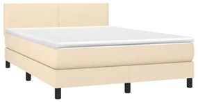 Κρεβάτι Boxspring με Στρώμα Κρεμ 140x190 εκ. Υφασμάτινο - Κρεμ