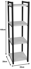 Επιδαπέδια ραφιέρα Harvey μαύρο μέταλλο και μελαμίνη σε λευκή απόχρωση 33x28x100εκ 33x28x100 εκ.