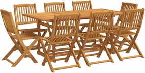 vidaXL Σετ Τραπεζαρίας Κήπου 9 Τεμαχίων 180x90x75 εκ. Μασίφ Ακακία