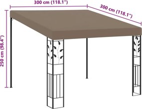 vidaXL Κιόσκι Επιτοίχιο Taupe 3 x 3 x 2,5 μ.