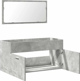 vidaXL Ντουλάπι Μπάνιου με Καθρέφτη Γκρι Σκυροδέματος από Επεξ. Ξύλο