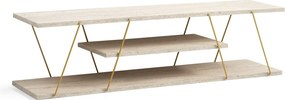 Έπιπλο Τηλεόρασης Τραβερτίνη / Χρυσό CLOGEDO 120x30x33