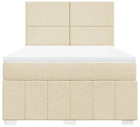 vidaXL Κρεβάτι Boxspring με Στρώμα Κρεμ 140x190 εκ. Υφασμάτινο