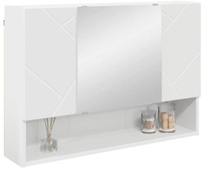 vidaXL Ντουλάπα Καθρέφτη Λευκό 80 x 17 x 55 εκ Επεξεργασμένο ξύλο