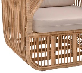 Καρέκλα - Πολυθρόνα Fajole rattan pe σε φυσική απόχρωση με μπεζ μαξιλάρι 86x86x66 εκ. 86x86x66 εκ.