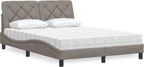 vidaXL Κρεβάτι με Στρώμα Taupe 140x190 εκ. Υφασμάτινο