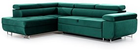 Γωνιακός καναπές Κρεβάτι Annabelle L, με αποθηκευτικό χώρο, σμαραγδί βελουτέ 270x98x200cm-Αριστερή γωνία-BOG2022
