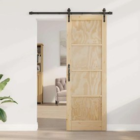 vidaXL Συρόμενη Πόρτα Καφέ 73.5 x 211 εκ Μασίφ ξύλο πεύκου