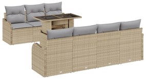 vidaXL Σετ Καναπέ Κήπου 8 Τεμαχίων με Μαξιλάρια Μπεζ Ρατάν Πολυεστέρα