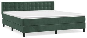 vidaXL Κρεβάτι Boxspring με Στρώμα Σκούρο Πράσινο 180x200εκ. Βελούδινο