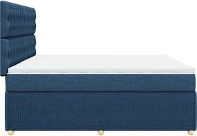vidaXL Κρεβάτι Boxspring με Στρώμα Μπλε 200x200 εκ. Υφασμάτινο