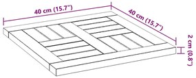 Επιφάνεια Τραπεζιού Τετράγωνη 40x40x2 εκ. Μασίφ Ξύλο Ακακίας - Καφέ