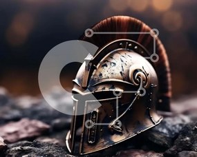 Intra Συλλεκτικό Ξύλινο Παζλ Plywood 4mm - Παλαιό σπαρτιατικό κράνος στους βράχους Σε Ξύλινο Κουτί - Διαστάσεις: 10x10 cm – 25 κομμάτια