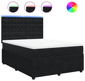vidaXL Κρεβάτι Boxspring με Στρώμα Μαύρο 160x200 εκ. Βελούδινο