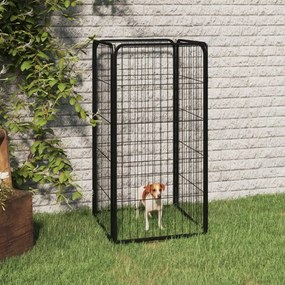 Κλουβί Σκύλου 4 Πάνελ Μαύρο 50x100 εκ. Ατσάλι με Βαφή Πούδρας - Μαύρο