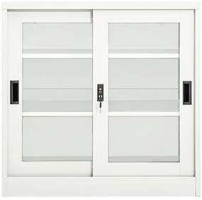 vidaXL Ντουλάπι με Συρόμενη Πόρτα Λευκό 90 x 40 x 90 εκ. Ατσάλινο