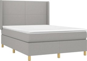 vidaXL Κρεβάτι Boxspring με Στρώμα &amp; LED Αν.Γκρι 140x200εκ. Υφασμάτινο