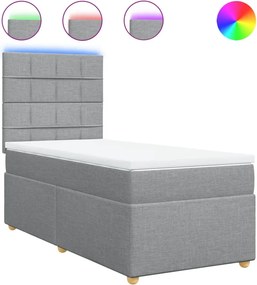 vidaXL Κρεβάτι Boxspring με Στρώμα Ανοιχτό Γκρι 80x200 εκ. Υφασμάτινο