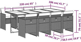 vidaXL Σετ Τραπεζαρίας Κήπου 9τεμ. Μικτό Μπεζ Συνθ. Ρατάν με Μαξιλάρια