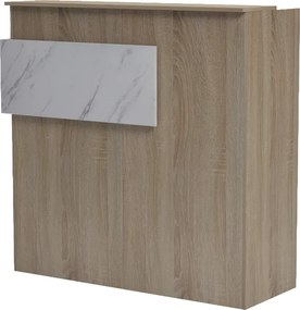 Γραφείο reception Optima pakoworld με led sonoma-λευκή όψη μαρμάρου 110x40x110εκ