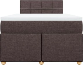 vidaXL Κρεβάτι Boxspring με Στρώμα Σκούρο Καφέ 120x190 εκ Υφασμάτινο