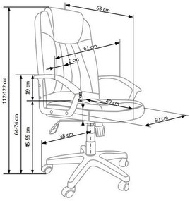 Καρέκλα γραφείου Houston 199, Μαύρο, Γκρι, 112x61x63cm, 15 kg, Με ρόδες, Με μπράτσα, Μηχανισμός καρέκλας: Κλίση | Epipla1.gr