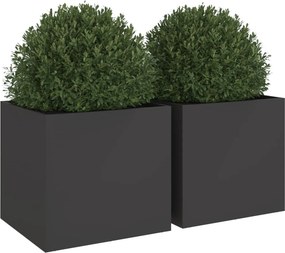 vidaXL Ζαρντινιέρες 2 Τεμ. Μαύρη 49x47x46 εκ. από Χάλυβα