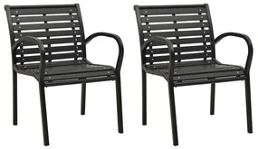 Καρέκλες Κήπου 2 τεμ. Μαύρες από Ατσάλι / WPC
