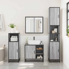 vidaXL Σετ Επίπλων Μπάνιου 3 Τεμαχίων Γκρι Sonoma Επεξεργασμένο Ξύλο