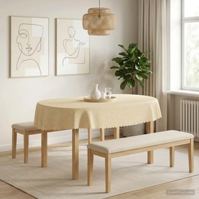 vidaXL Ύφασμα Τραπέζης Λευκό κρεμ 160 x 220 cm Ωοειδής