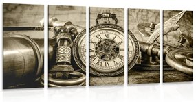 Ρολόγια με εικόνα 5 μερών από το παρελθόν σε σέπια - 100x50
