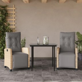 vidaXL Σετ Τραπεζαρίας Κήπου 3 τεμ. Μικτό Μπεζ Συνθ. Ρατάν &amp; Μαξιλάρια
