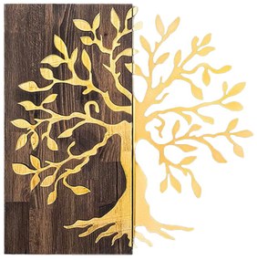 ΔΙΑΚΟΣΜΗΤΙΚΟ ΤΟΙΧΟΥ ΔΕΝΤΡΟ HM4751-ΦΥΛΛΑ ΜΕΤΑΛΛΟΥ ΧΡΥΣΑ-ΞΥΛΟ 58x3(βάθος)x58Υεκ.