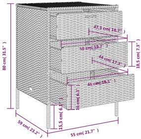 Ντουλάπι Αποθήκευσης Κήπου Καφέ 55x59x80 εκ. Συνθετικό Ρατάν - Καφέ