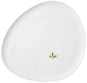 Πιάτο Πορσελάνινο Leaf Large RD0014133 34x30x1,5cm White-Gold Raeder Πορσελάνη