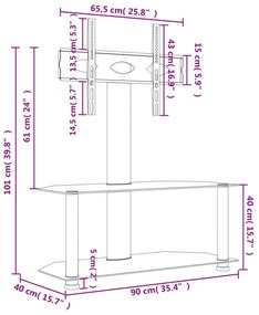 Βάση Τηλεόρασης Γωνιακή 2 Επιπέδων για 32-70 Ιντσών Μαύρη/Ασημί - Μαύρο