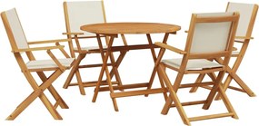 vidaXL Σετ Τραπεζαρίας Κήπου 5 τεμ. Κρεμ Ύφασμα/Μασίφ Πεύκου