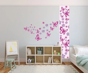 Διακοσμητικά αυτοκόλλητα τοίχου πεταλούδες και λουλούδια - 50x70