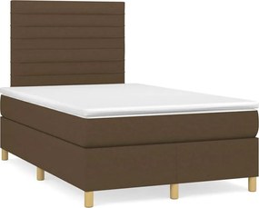 vidaXL Κρεβάτι Boxspring με Στρώμα Σκούρο Καφέ 120x190 εκ Υφασμάτινο