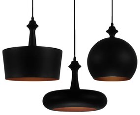 01287 GloboStar® ROCKFORD 01287 Μοντέρνο Κρεμαστό Φωτιστικό Καμπάνα Τρίφωτο 3 x E27 IP20 Μαύρο & Χρυσό Μέταλλο - Μ86 x Π86 x Υ30cm