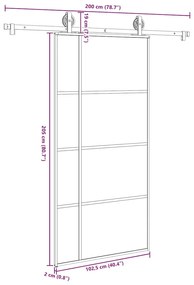 Συρόμενη Πόρτα με Μηχανισμό 102,5x205 εκ. Γυαλί ESG &amp; Αλουμίνιο - Μαύρο