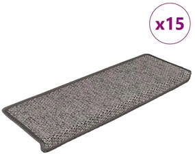 vidaXL Πατάκια Σκάλας Αυτοκόλ. 15 τεμ. Όψη Σιζάλ Γκρι/Μπεζ 65x21x4 εκ.