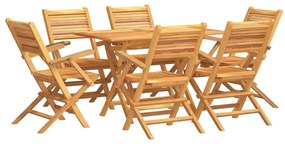 vidaXL Σετ Τραπεζαρίας Κήπου 7 Τεμαχίων από Μασίφ Ξύλο Teak