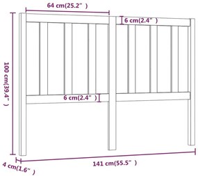 Κεφαλάρι Κρεβατιού Μαύρο 141 x 4 x 100 εκ. Μασίφ Ξύλο Πεύκου - Μαύρο