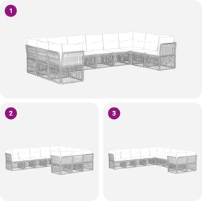vidaXL Σετ Καναπέ Κήπου 10 pcs Γκρι συνθετικό ρατάν
