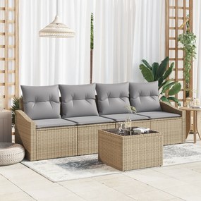 vidaXL Σετ Τραπεζαρίας Κήπου  5 τεμαχίων με μαξιλάρια Μπεζ Συνθετικό Ρατάν