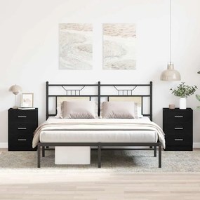 vidaXL Κομοδίνα 2 τεμ. Μαύρη Δρυς 38x35x55 εκ. από Τεχνητό Ξύλο