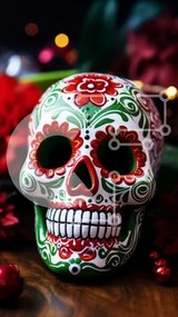 Intra Συλλεκτικό Ξύλινο Παζλ Plywood  4mm - Διακοσμητικό Sugar Skull για την Ημέρα των Νεκρών Σε Ξύλινο Κουτί - Διαστάσεις: 10x10 cm – 25 κομμάτια