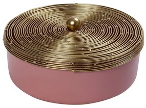 Διακοσμητικό Μπωλ Με Καπάκι Μεταλλικό Χρυσό-Ροζ ESPIEL 21x7εκ. AKA213
